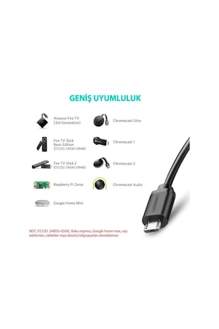Ugreen TV Box Chromecast Fire TV için Micro USB Ethernet Dönüştürücü Çevirici Adaptör