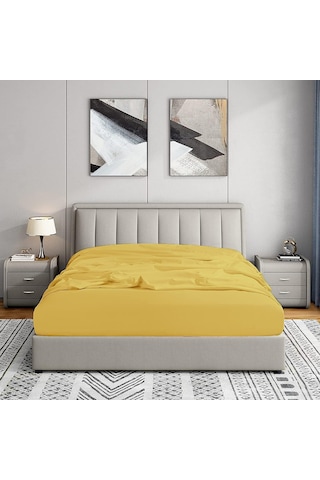 Soley Jersey %100 Pamuk Çift Kişilik 140 X 200 Lastikli Çarşaf Hardal Sarısı