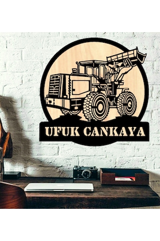 Kişiye Özel Exclavator İnşaat Şantiye Temalı Ahşap Duvar Tablo