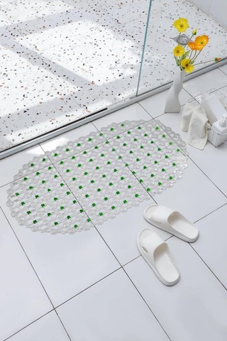 Efe Mark Eko Serisi Banyo - Küvet İçi Kaydırmaz Vantuzlu Oluklu Oval Paspas 63 X 34 Cm, Yeşil Yeşil - Beyaz