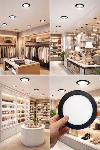 Şahnet 12w Slim Led Panel Spot Sıva Altı Downlight - Siyah Kasa 3000k Sarı Gömme Tavan Lambası