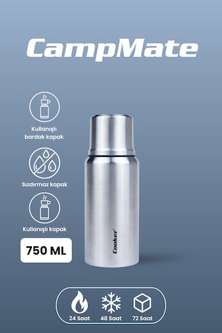 Cooker Campmate 750 Ml Paslanmaz Çelik Termos Ckr2105 Gümüş