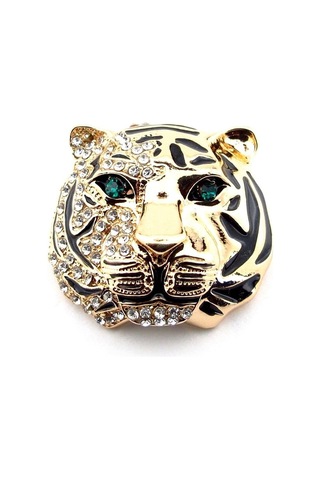 Solfera Yeşil Gözlü Kaplan Tiger Yırtıcı Hayvan Safari Zirkon Taşlı Broş Rz171