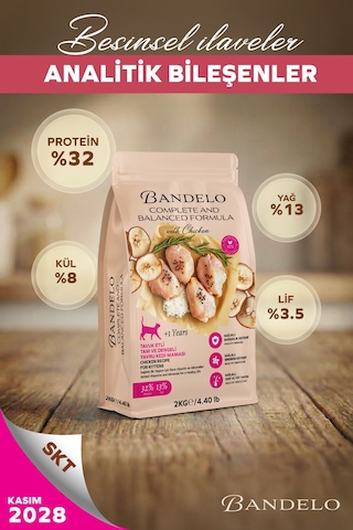 Bandelo Tavuklu Yavru Kuru Kedi Maması 2 Kg - Gelişim & Güçlü Desteği - Koku Önleyici Etkili