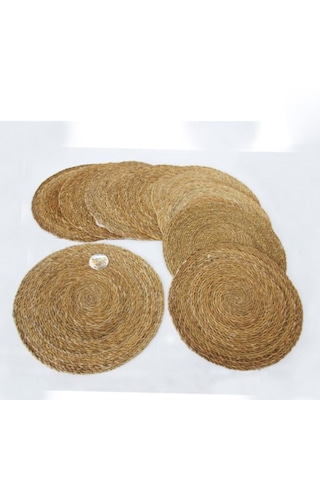 Hasır Supla 6'lı Set Amerikan Servis 34 Cm Çap Supla 6 Adet Hasır