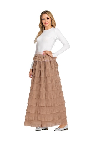 Kadınlar İçin Şık Parlak Pasta Eteği Haki