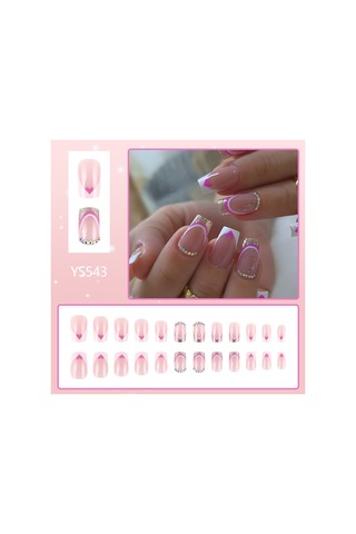 Orta Parlaklıkta Sade Tırnak Sanatı, Altın Simli Kalp Tatlı Takma Tırnaklar, Aletler Dahil 24 Parça Ys543