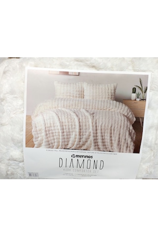 Merinos Diamond Kürk Comforterset Çift Kiş Yorganseti-bubble Krem Krem