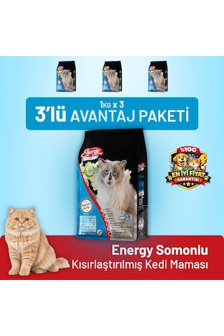 Cat Food Energy Somonlu Kısırlaştırılmış Kedi Maması - 3 Adet