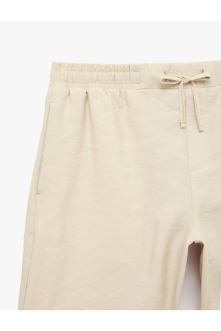 Koton Regular Fit Cepli Bermuda Cupro Modal Beli Bağcıklı Şort Bej 6sam40132hw Ekru