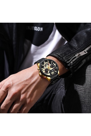 Curren 8395 Çelik Kayışlı Quartz Kol Saati Siyah-Altın