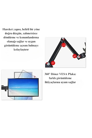 14-32'' Çift Kollu Ayarlanabilir Monitör Tutucu Masa Üstü