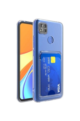 Xiaomi Redmi 9c Kılıf Kartlıklı Şeffaf Zore Setra Clear Silikon Kapak Renksiz