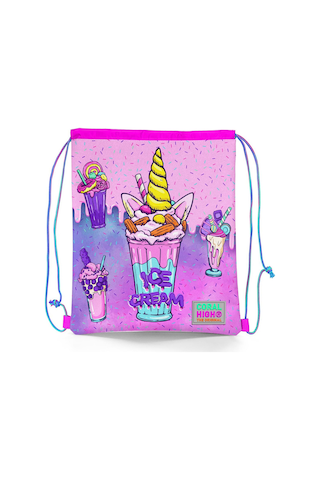 Coral High Kids Pembe Mor Milkshake Dondurma Desenli İpli Büzgülü Sırt Çantası 12644 Pembe - Mor