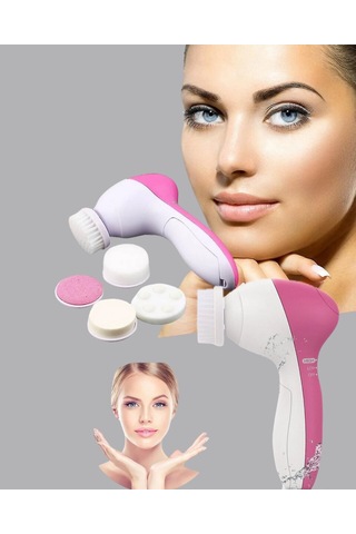 5 İ 1 Arada Yüz Temizleme Cihazı Masaj Fırça Peeling Ve Krem Uygulama Aparatlı