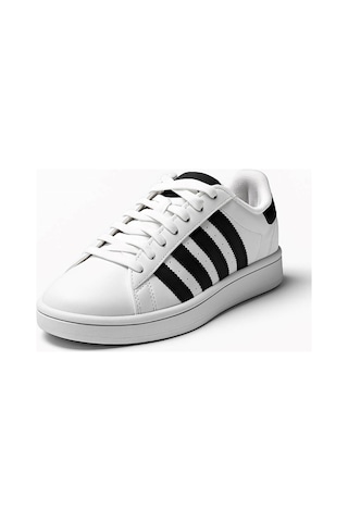 Unisex Günlük Spor Ayakkabı Kaymaz Yumuşak Taban Rahat Bağcıklı Sneaker 473 Beyaz Siyah