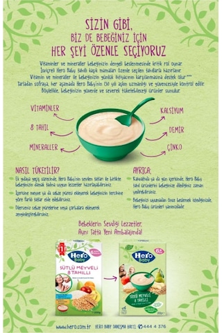 Hero Baby Sütlü Meyveli 8 Tahıllı 6+ Ay Kaşık Maması 200 G