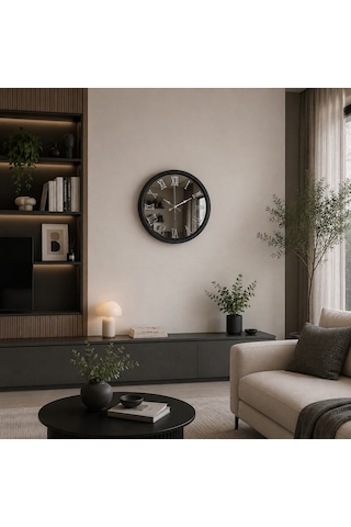 Siyah Imperial Aynalı 40 X 40 Cm Duvar Saati