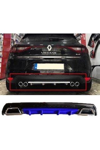 Renault Megane 4 Hb Mavi Difüzör Çiftli Kare Egzoz Görünümlü D Tip Difizör Uyumlu