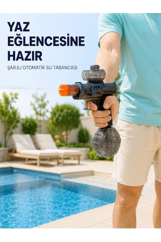 Şarjlı Elektrikli Su Tabancası Yuvarlak Su Hazneli Otomatik Sürekli Atışlı
