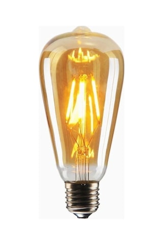 8w St64 Rustik Led Ampul Flemanlı Tasarruflu Vintage Amber Cam