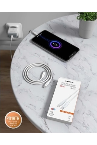 Syrox PD18LK 18W 3.0A Type-C To Apple Uyumlu iPhone Pd Şarj Kablosu