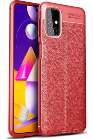 Galaxy M51 Kilif Deri Görünümlü Kamera Korumali Silikon Kilif 467051125