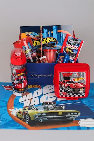 Dekomus Özel Kutulu Yeni Sezon Lisanslı Hot Wheels Matara,beslenme Kabı,beslenme Örtüsü,oyun Hamuru Kırtasiye Hobi Seti Ahşap