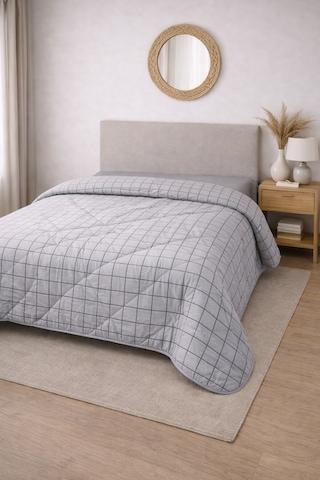 Laila Kapitone Pamuklu Çift Kişilik 200 X 230 Cm Çok Amaçlı Yatak Örtüsü / Pike Gri