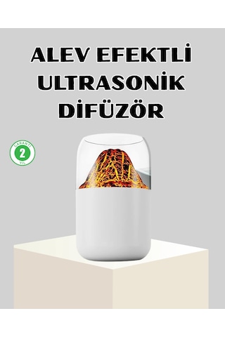 Ultrasonik Alev Efektli Aromaterapi Difüzörü Usb Şarjlı Ve Otomatik Kapanma Özellikli