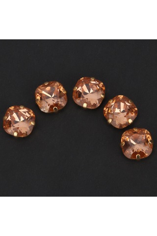 Padalink 12mm Şampanya Renkli Cam El Dikiş Taşları - Kalın Bakır Tabanlı, Dayanıklı, İki Delikli Gömlek/elbise/evlilik Aksesuarı 5 Adet/paket Şampanya