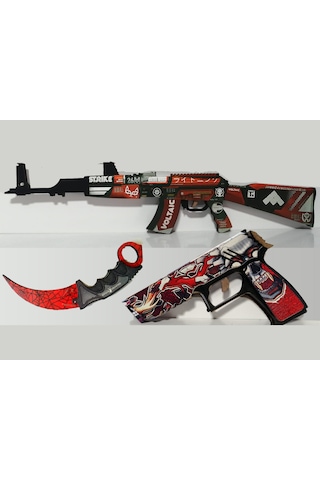 Ahşap Cs-Go Blood Sports Set3 Ak 47 Tüfek Tabanca ve ...