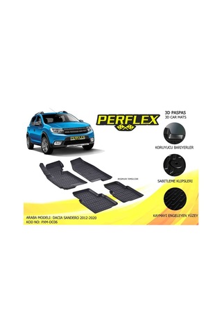 Perflex Pxm-dc06 Paspas 3d Havuzlu X-mat Sandero 2012-2020 Perflex Pxm-dc06 Paspas 3d Havuzlu X-mat Sandero 2012-2020