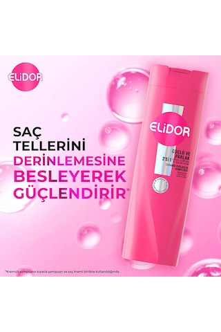 Elidor Güçlü ve Parlak 2'si 1 Arada Şampuan ve Bakım Kremi 3 x 400 ML