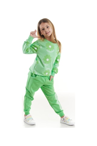 Ahengim Kids Kız Çocuk Eşofman Takımı Çiçek Baskılı Alt Üst İkili Takım Pamuklu Mevsimlik Ak2501 001