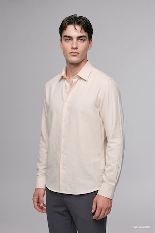 Defacto Regular Fit Polo Yaka Modal Uzun Kollu Gömlek H5254ax26auer105 Ekru-er105