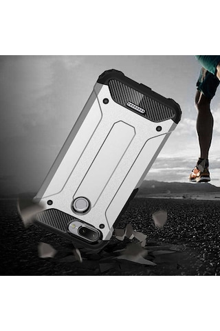 Noktaks - Xiaomi Uyumlu Xiaomi Redmi 6 - Kılıf Çift Katman Zırh Tank Crash Military Kapak - Siyah T6813 Siyah
