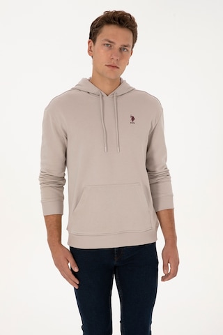 U.S. Polo Assn. Erkek Comfort Fit Kapüşonlu Taş Basic Sweatshirt 50313746-VR049