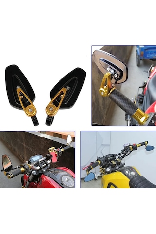 Motosiklet Gidon Bağlantılı Ayna Takımı Tüm Modeller Siyah