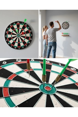 17 İnç Dart Tahtası 4 Metal Dart Oku