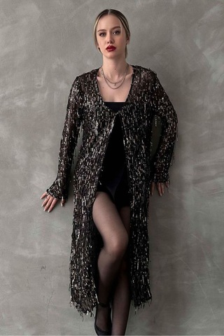 Verymoda Uzun Hırka Vmf1618 Siyah Gold