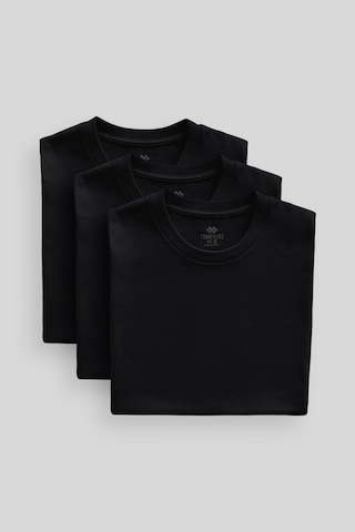 Standart Fit Basic O Yaka 3lü Paket Siyah Erkek T-shirt 87911 SIYAH