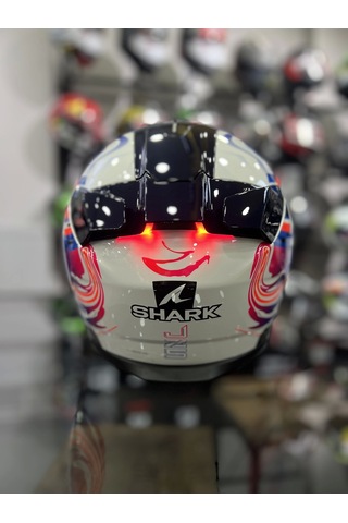 +1 Mavi Vizör + Shark Skwal İ3 Zarco Gp Ledli Kapalı Kask Beyaz - Mavi