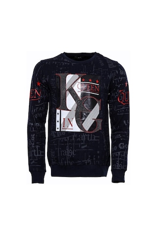 Wessi Lacivert Taşlı Desenli Sweatshirt Lacivert