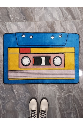 Kaset Dekoratif Genç Odası Halısı Modern Yolluk Halısı Kaymaz Dokuma Taban Bambu Kalite Oda Dekoru Mavi