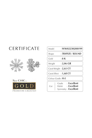 Beyaz Altın Sertifikalı Premium Created Trapez Taşlı Küpe