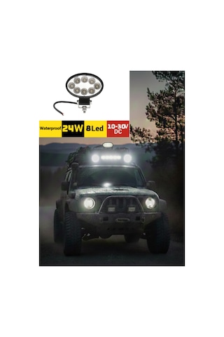 Off Road Çalışma Lamba 10-30v 8 Led 24w Oval Siyah Tır Kamyon İş Makinesi Aydınlatma