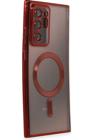Newface Samsung Galaxy Uyumlu Note 20 Ultra Kılıf Kross Magneticsafe Kapak Glblseme - 85 - Kırmızı
