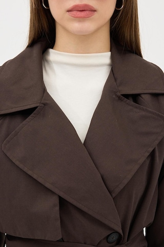 Ressho Kadın Kemerli Uzun Trençkot Su Geçirmez, Astarlı, Oversize Model Kahverengi