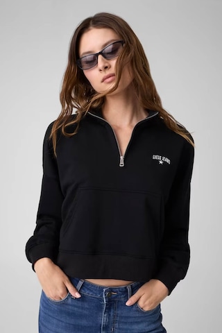 Guess Yarım Fermuarlı Siyah Kadın Sweatshirt W6yq05k3862